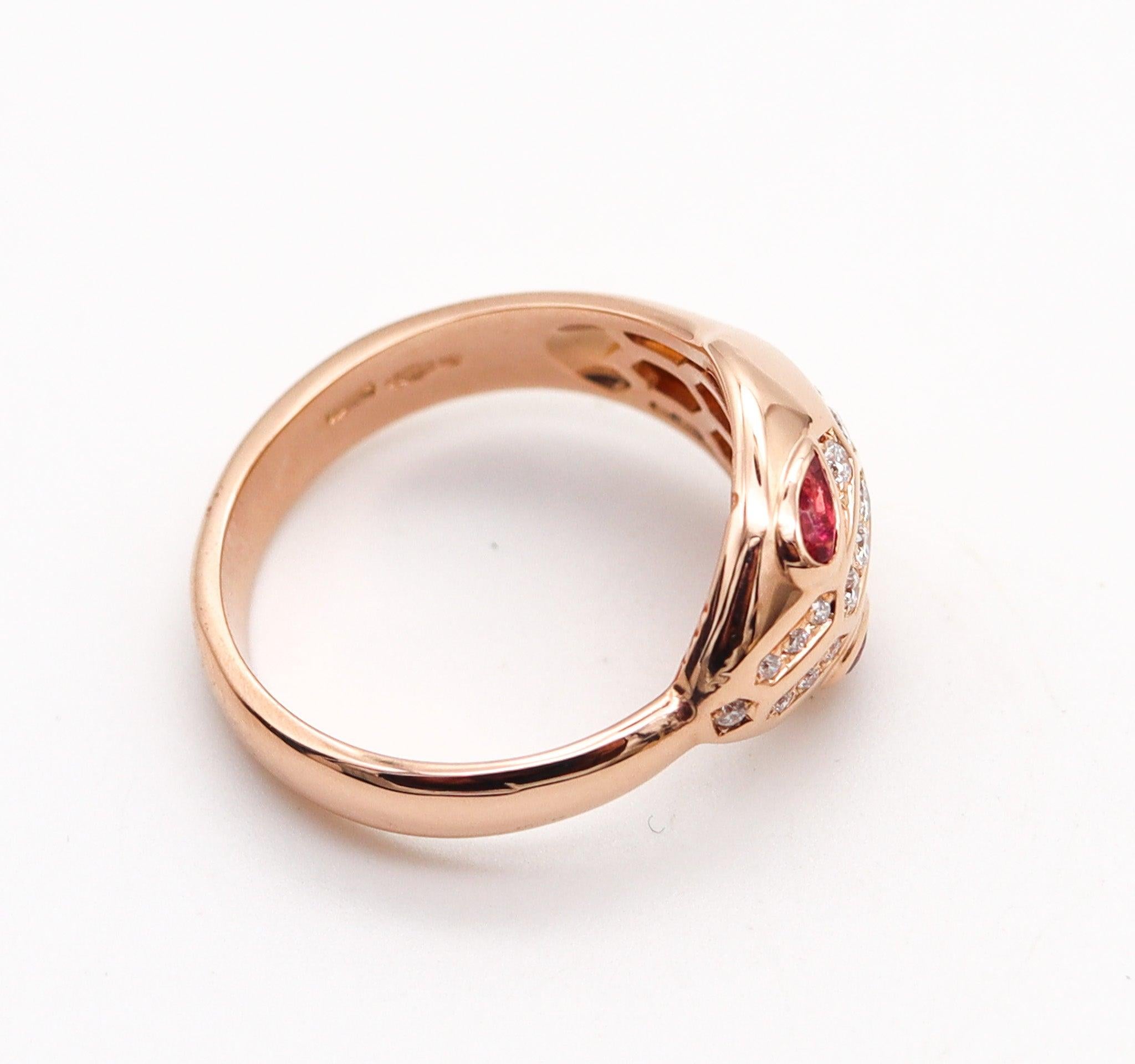 Women's BVLGARI Roma Serpenti Ring In 18Kt Rose Gold With VVS Diamonds Box & Certs