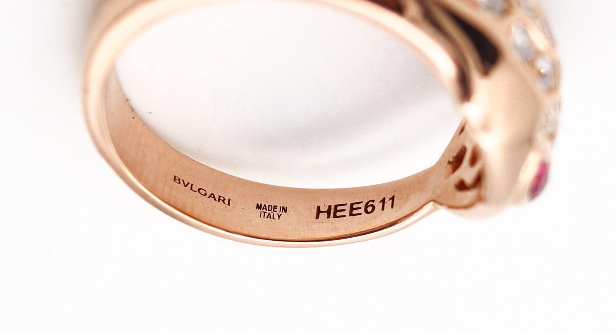 BVLGARI Roma Serpenti Ring In 18Kt Rose Gold With VVS Diamonds Box & Certs 2