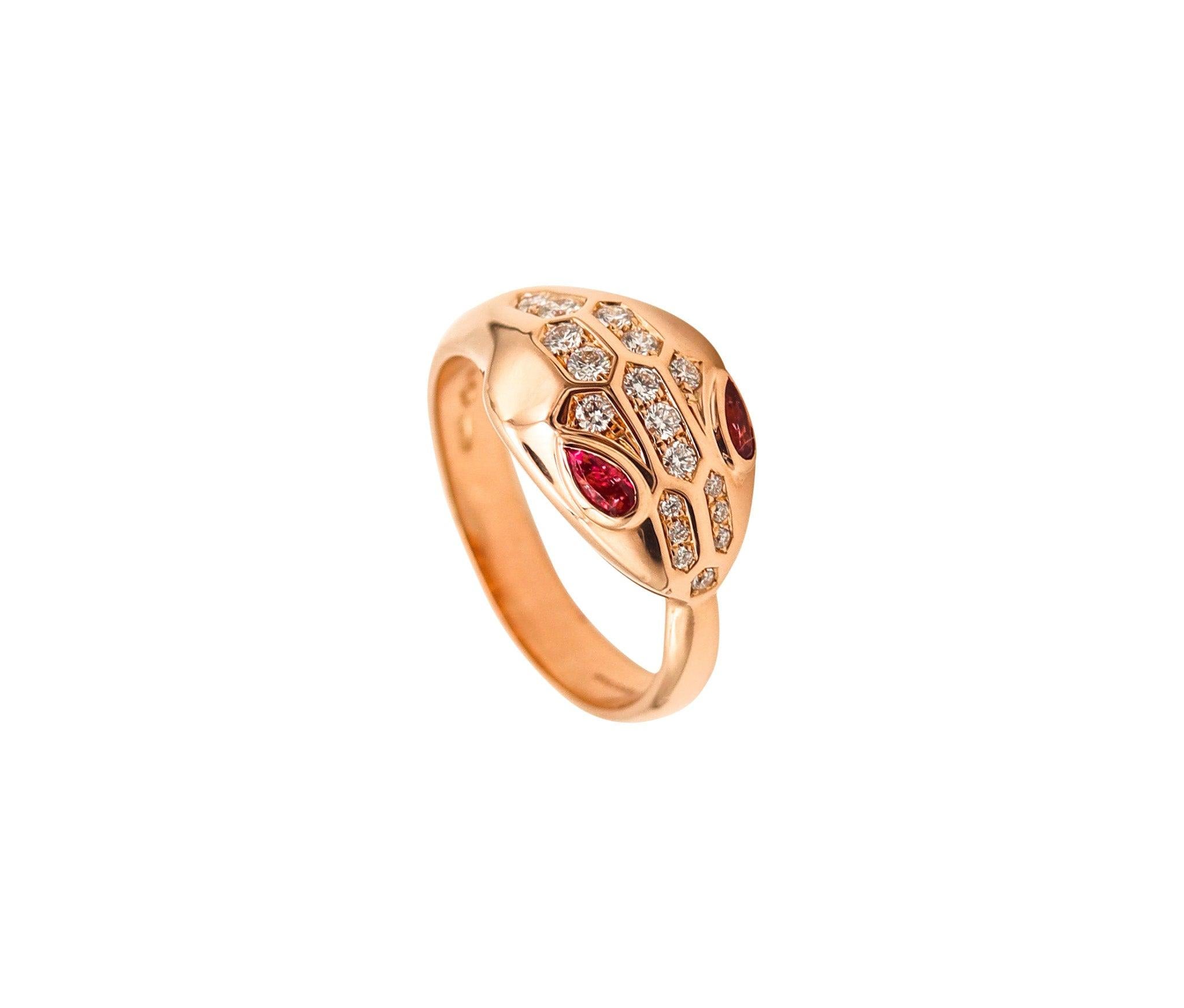 BVLGARI Roma Serpenti Ring In 18Kt Rose Gold With VVS Diamonds Box & Certs 3