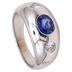 Bvlgari Roma Anillo Tres Gemas en Platino con Zafiro de Ceilán y Diamantes de 1,26 qt