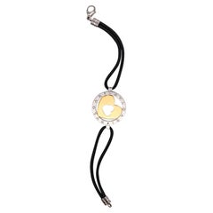 Bvlgari Roma Tondo Love Heart Bracelet with Silk Cord 18Kt Gold and Stainless