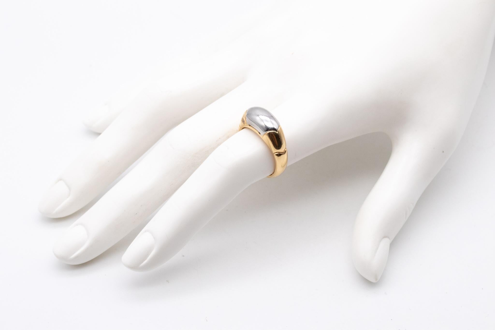 Modernist Bvlgari Roma Tronchetto Ring in Two Tones of 18kt Gold