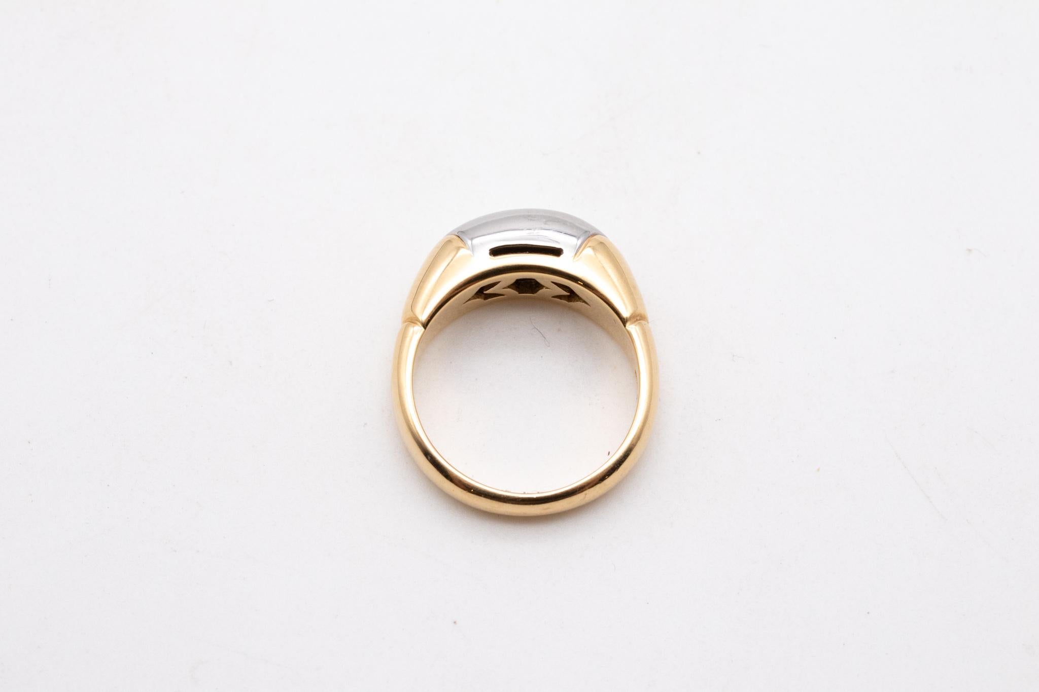 Women's or Men's Bvlgari Roma Tronchetto Ring in Two Tones of 18kt Gold