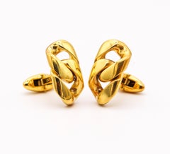 BVLGARI Roma Vintage Iconic Chain Links Cufflinks In Solid 18Kt Yellow Gold