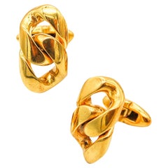 BVLGARI Roma Vintage Iconic Chain Links Cufflinks In Solid 18Kt Yellow Gold