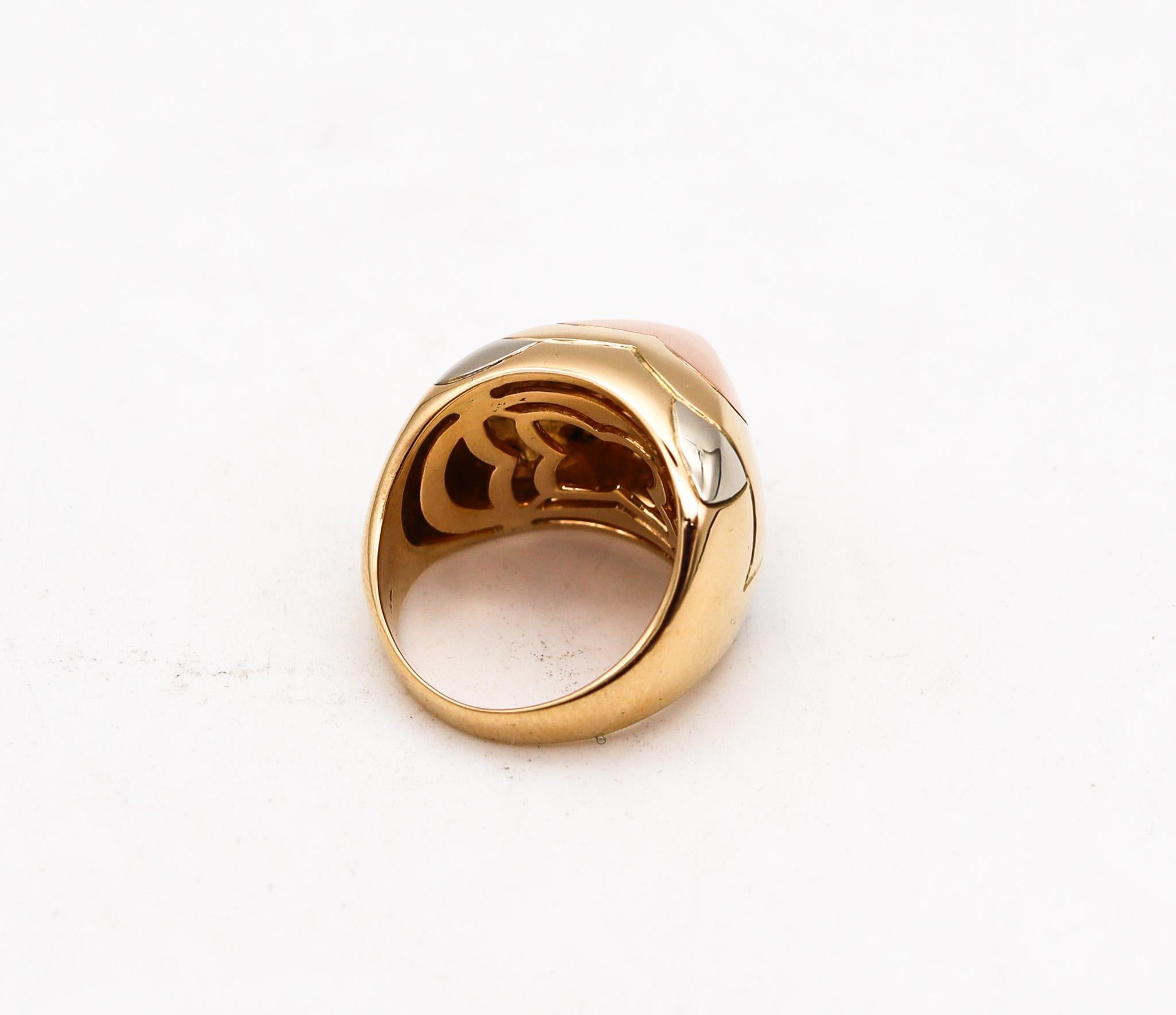 Women's or Men's Bvlgari Roma Vintage Pyramid Multi Tone Cocktail Ring In Solid 18Kt Gold