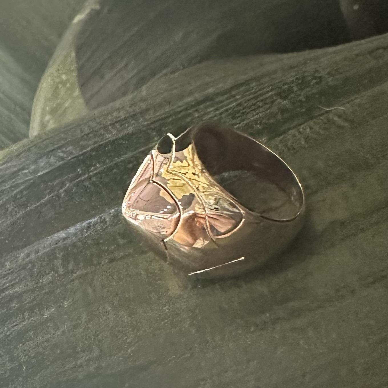 Women's or Men's Bvlgari Roma Vintage Pyramid Ring in 18k Rose, White, and Yellow Gold, Size 6.5 For Sale