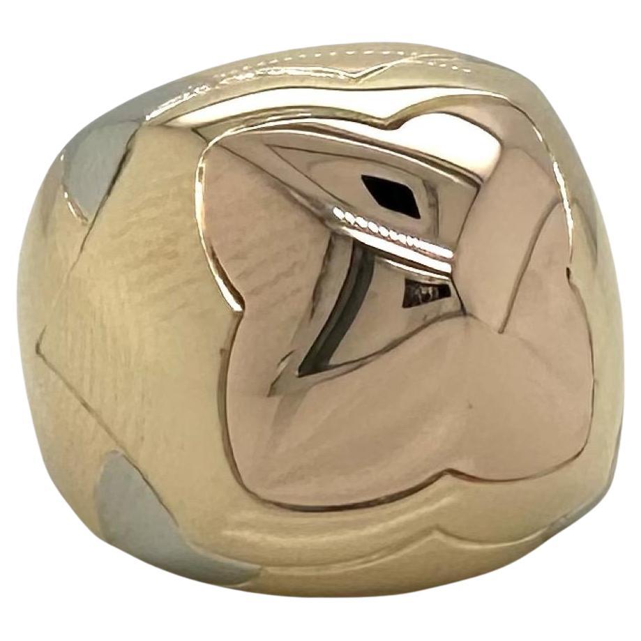 Bvlgari Roma Vintage Pyramid Ring in 18k Rose, White, and Yellow Gold, Size 6.5 For Sale