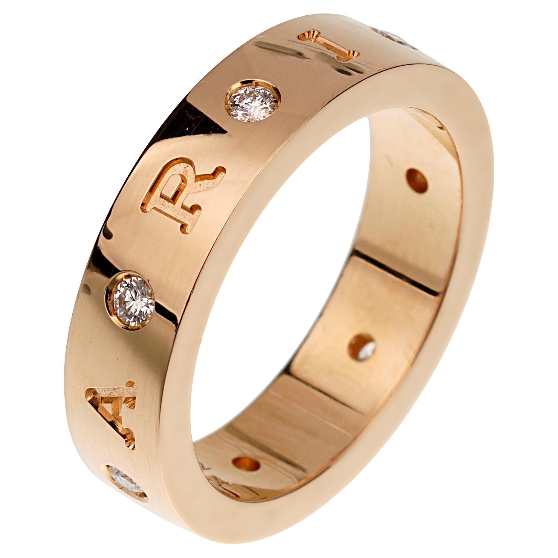Bvlgari Sorbete romano Anillo de diamantes de oro rosa de 18 quilates Sz 6 1/2