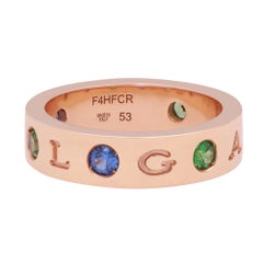 Bvlgari Ring aus 18 Karat Roségold mit römischem Sorbet, Saphir, Tsavorit und Diamant, Größe 53