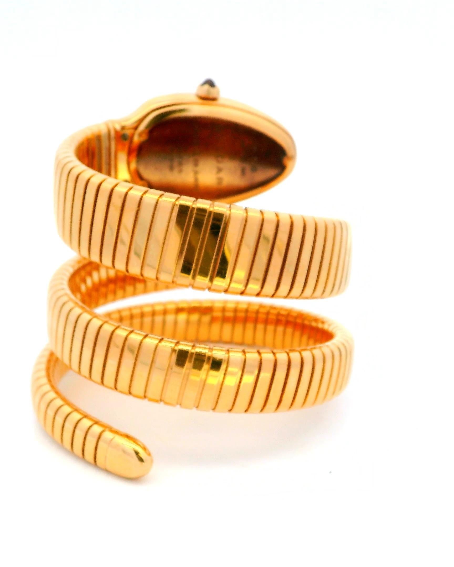 Bvlgari Serpenti Tubogas 18K Rose Gold Diamond Bezel W/Papers In Good Condition For Sale In Great Neck Plaza, NY