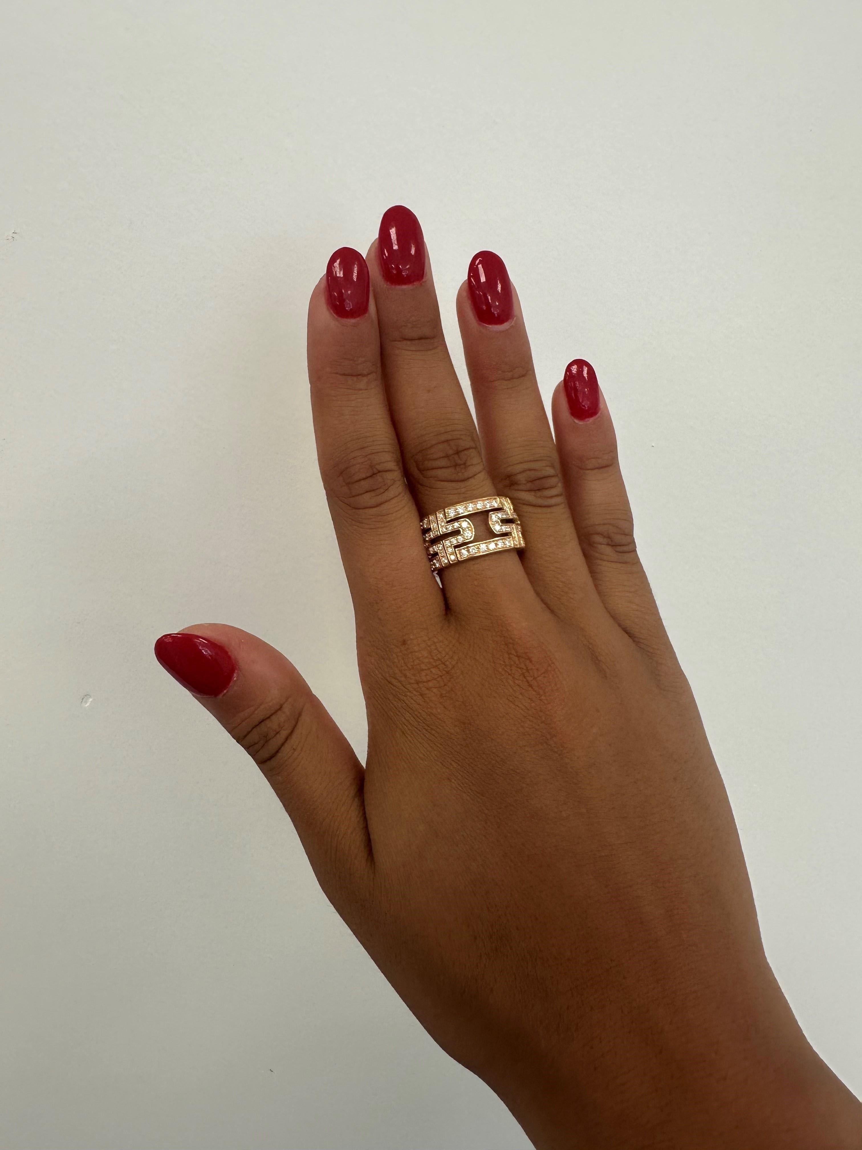 BVLGARI Rose Gold and Diamond 'PARENTESI' Ring In Excellent Condition In New York, NY
