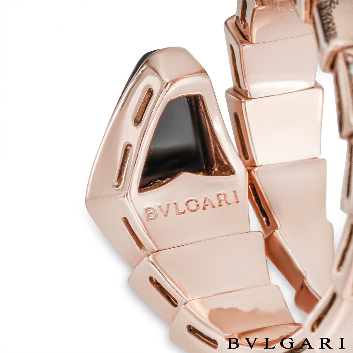 Bvlgari Serpenti-Ring aus Roségold mit Diamant und Onyx Damen im Angebot