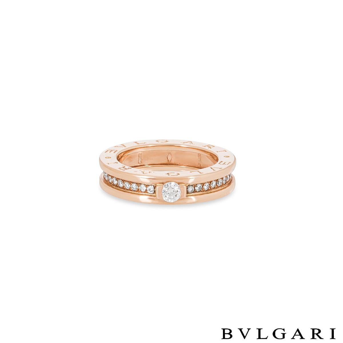 Taille ronde Bvlgari Bague en or rose avec diamant B.Zero1 de 0,30 carat F/VVS2 en vente