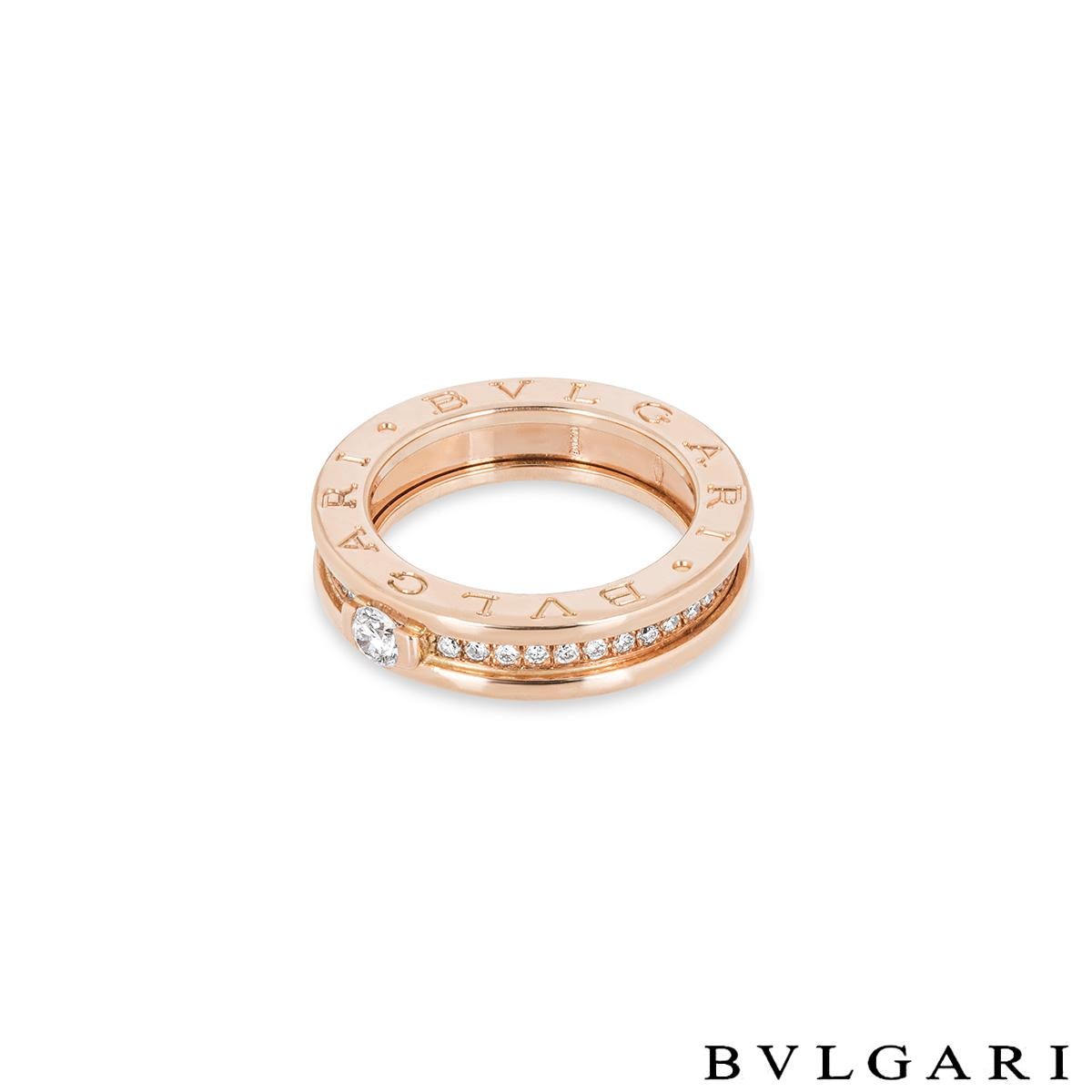 Bvlgari Bague en or rose avec diamant B.Zero1 de 0,30 carat F/VVS2 Excellent état - En vente à London, GB