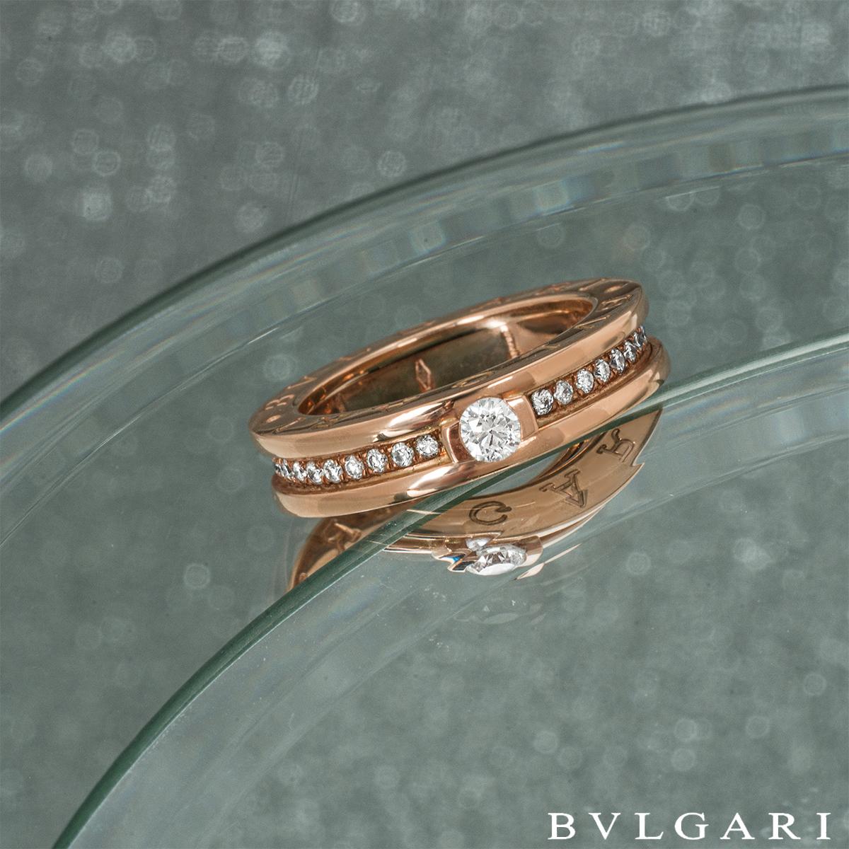 Bvlgari Rose Gold Diamond B.Zero1 Ring 0.30ct F/VVS2 In Excellent Condition For Sale In London, GB