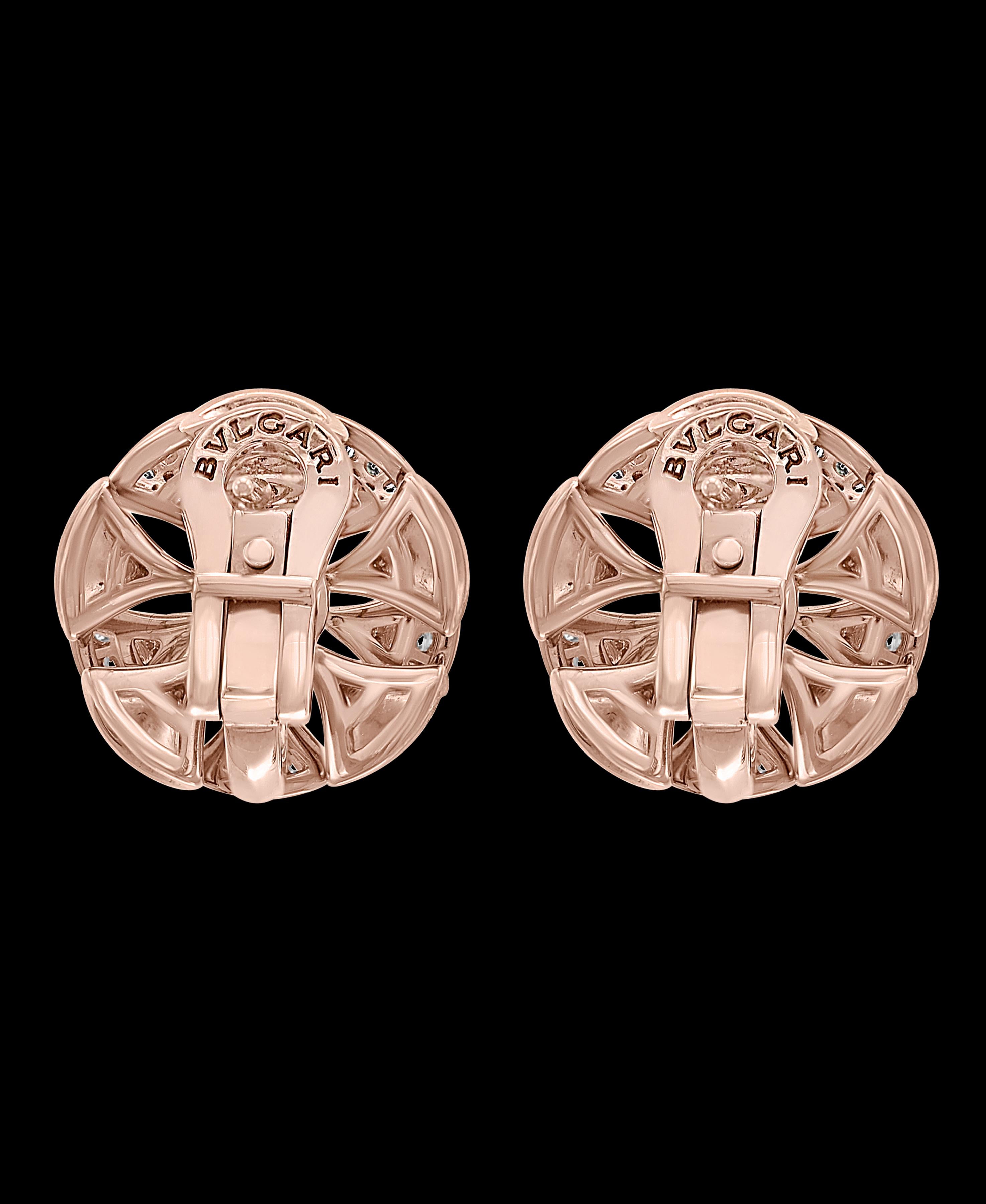Women's Bvlgari Gold and Diamond Divas' Dream Stud Earrings Central and Pavé Diamonds