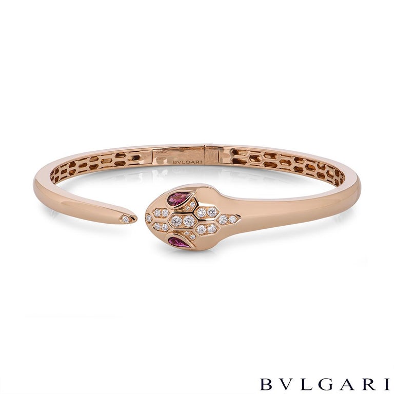 Women's Bvlgari Rose Gold Diamond & Rubellite Serpenti Bracelet