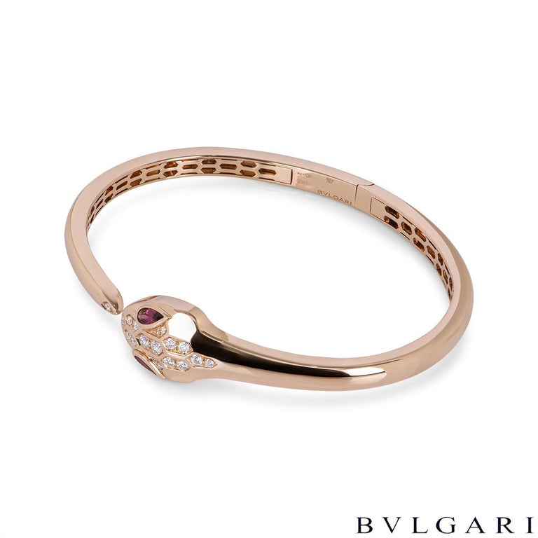 Bvlgari Rose Gold Diamond & Rubellite Serpenti Bracelet 1