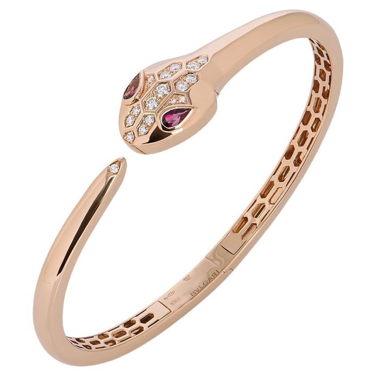 Bvlgari Rose Gold Diamond & Rubellite Serpenti Bracelet