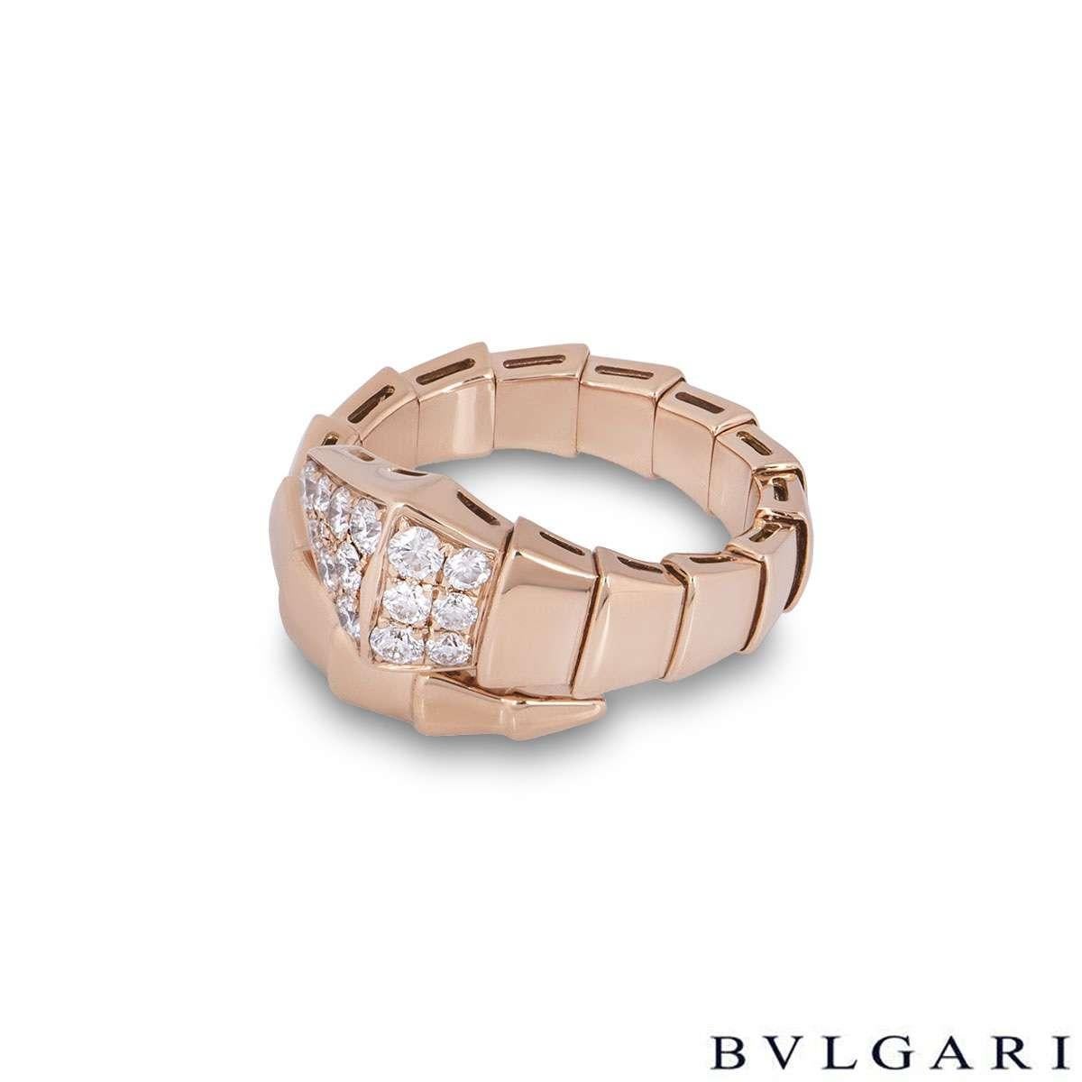 Bvlgari Rose Gold Diamond Serpenti Ring For Sale at 1stDibs