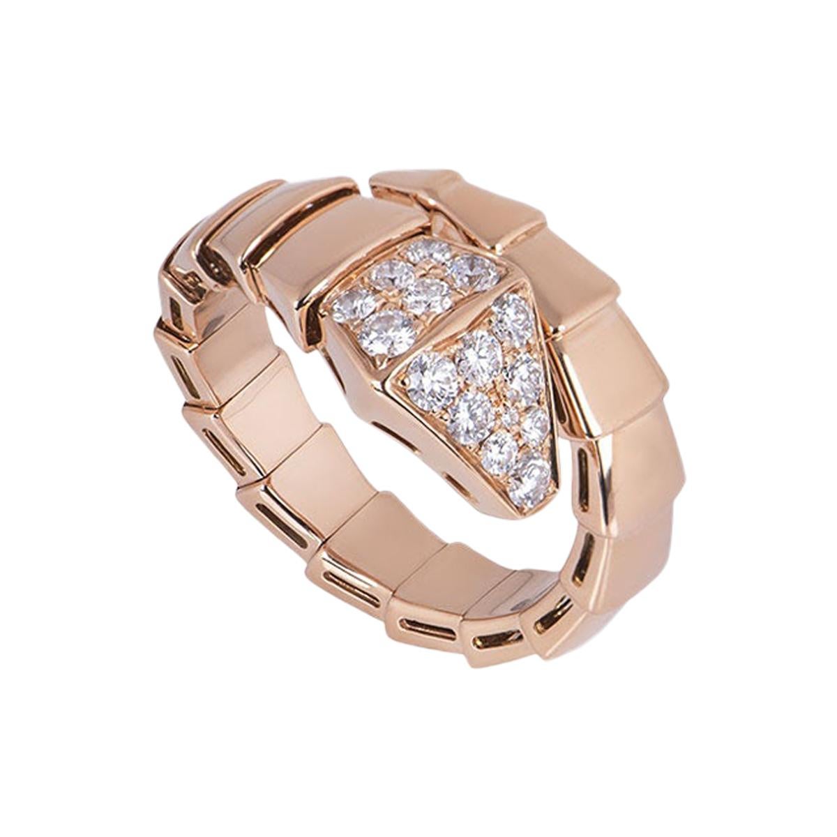 Bvlgari Rose Gold Diamond Serpenti Ring