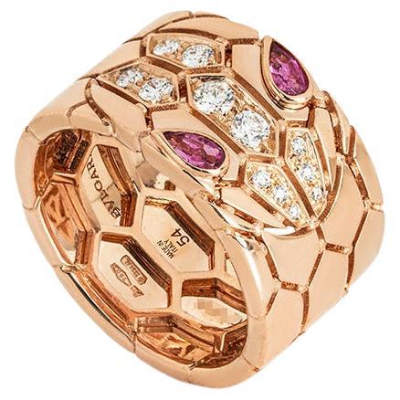Bvlgari Rose Gold Diamond Serpenti Seduttori Ring 352736 For Sale