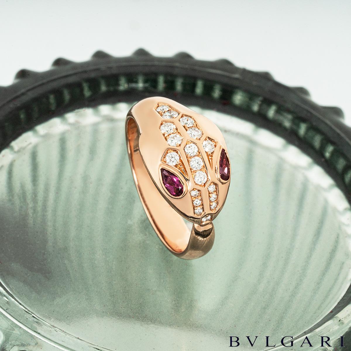 Bvlgari Rose Gold Diamond Serpenti Seduttori Ring In Excellent Condition In London, GB