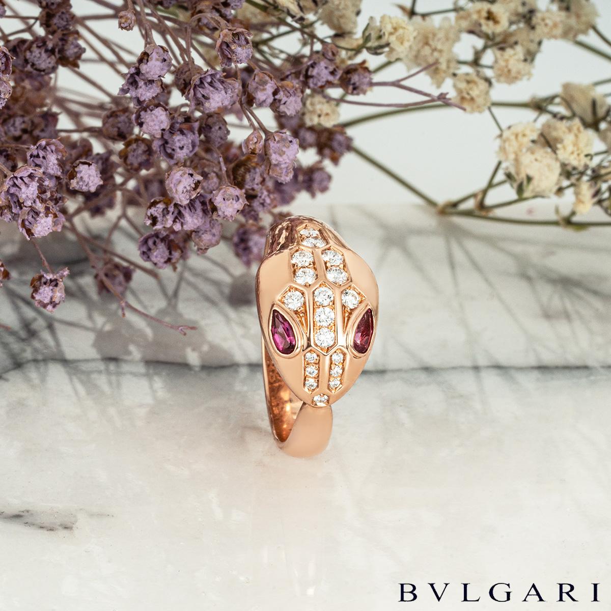 Women's or Men's Bvlgari Rose Gold Diamond Serpenti Seduttori Ring