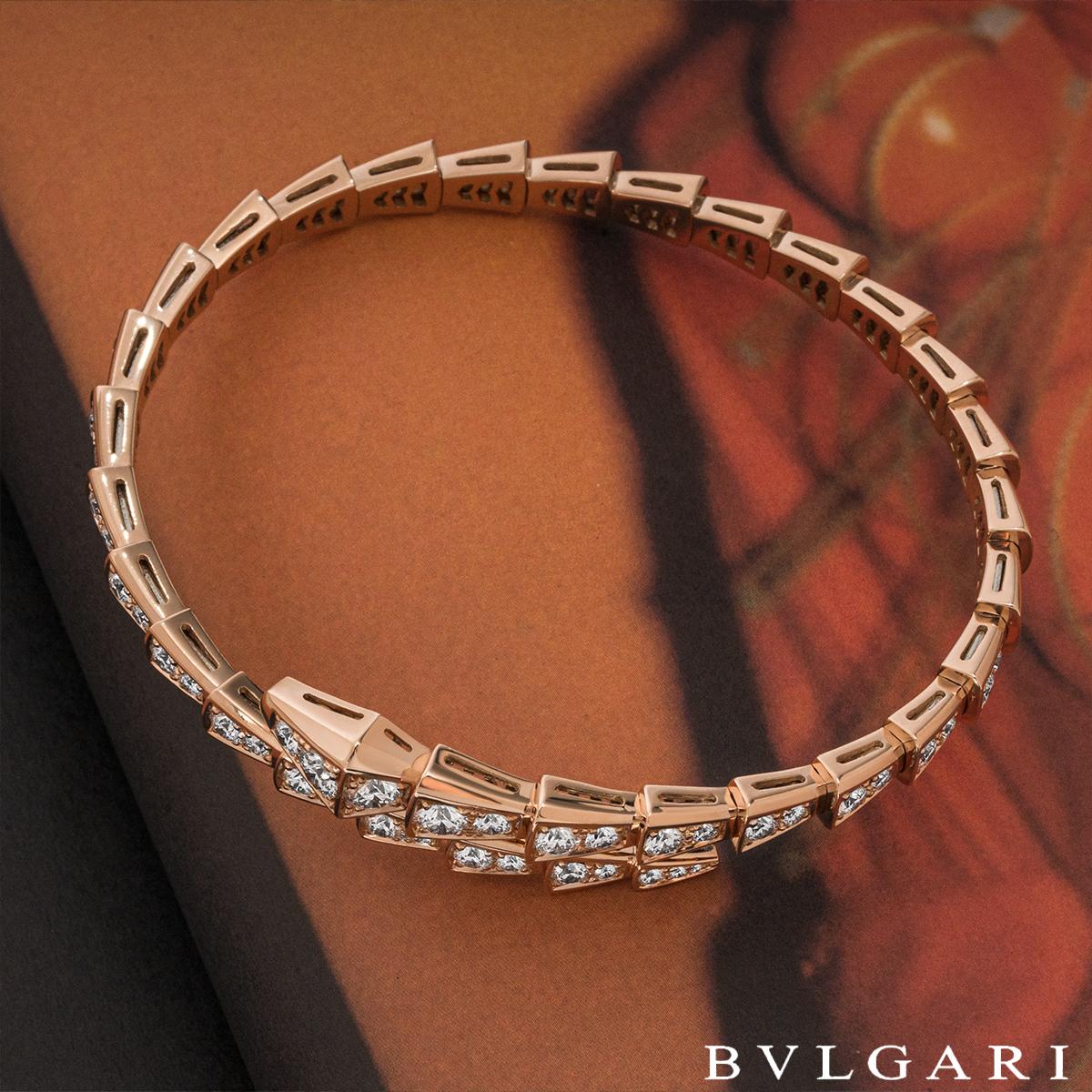 Bvlgari Rose Gold Diamond Serpenti Viper Bracelet 353793 In Excellent Condition In Mayfair, London, London