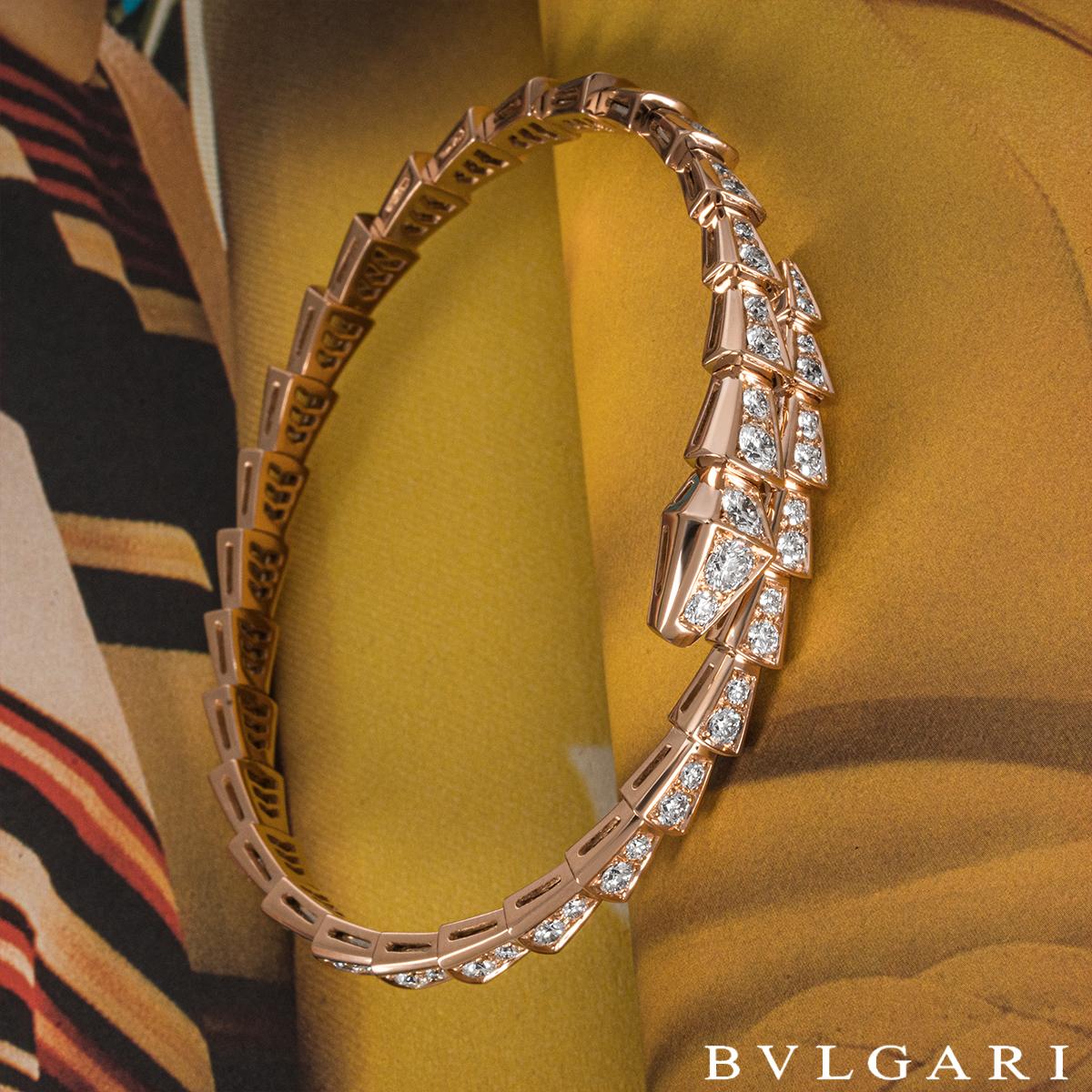 Women's Bvlgari Rose Gold Diamond Serpenti Viper Bracelet 353793
