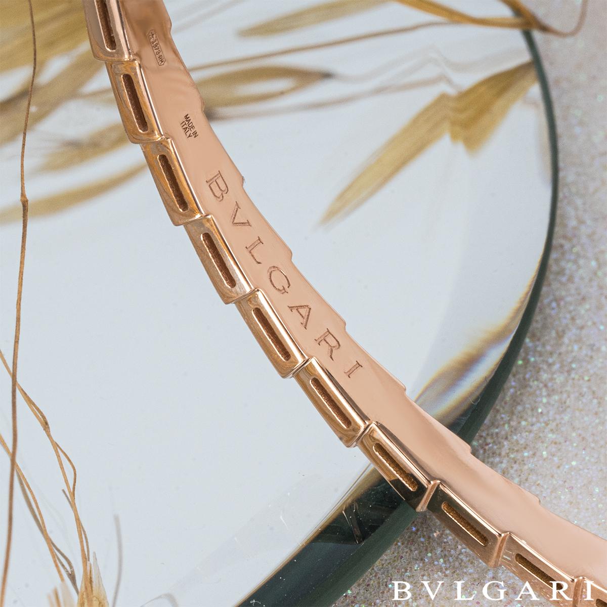 Round Cut Bvlgari Rose Gold Diamond Serpenti Viper Bracelet 358469