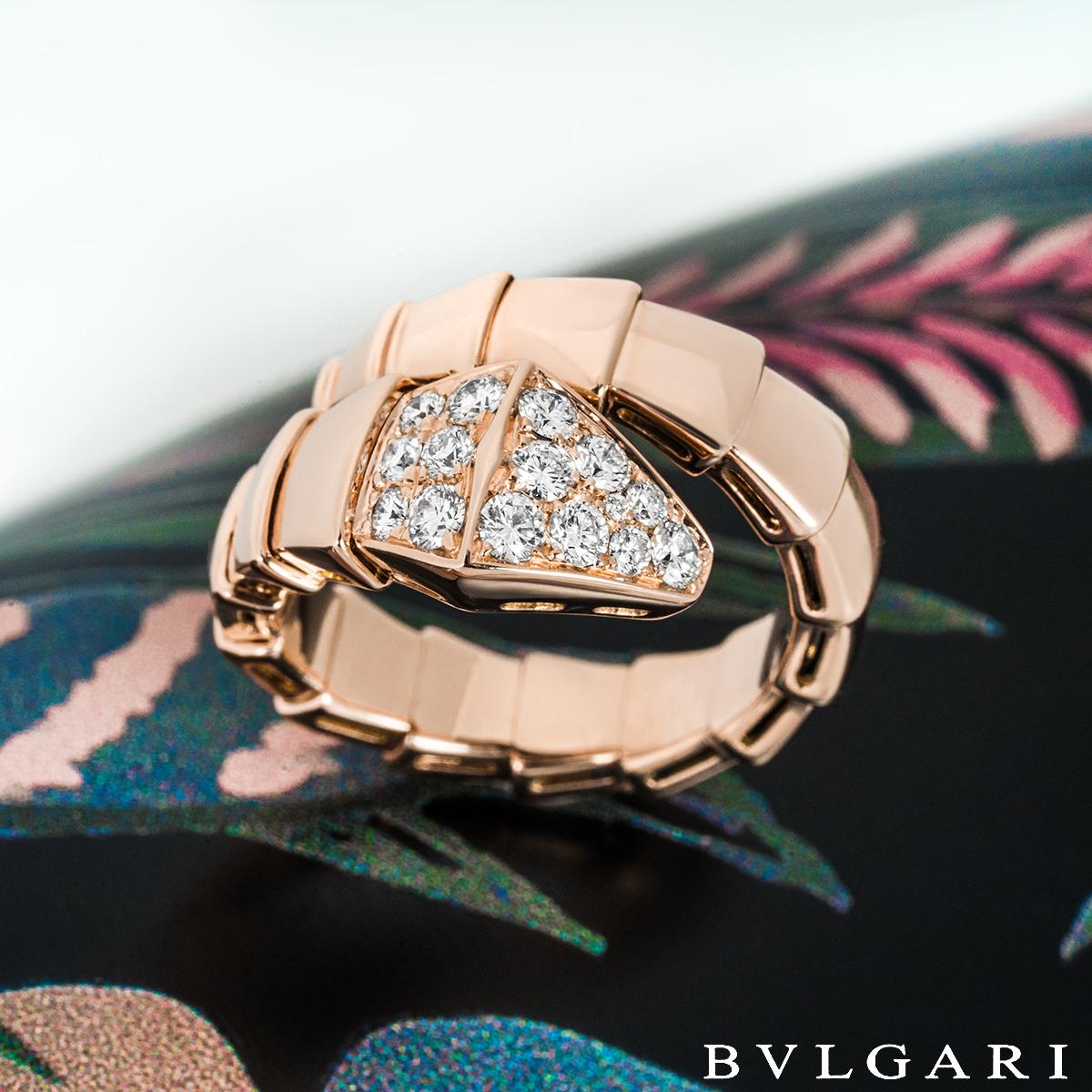Bvlgari Rose Gold Diamond Serpenti Viper Ring 345217 In Excellent Condition In London, GB