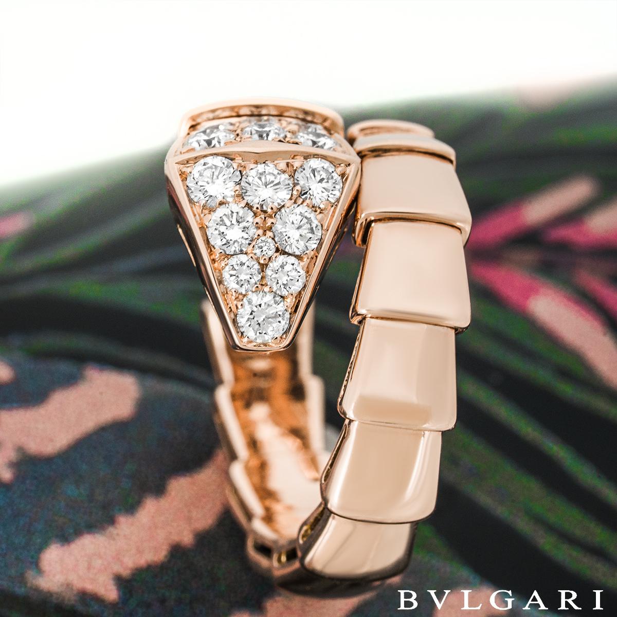 Women's Bvlgari Rose Gold Diamond Serpenti Viper Ring 345217