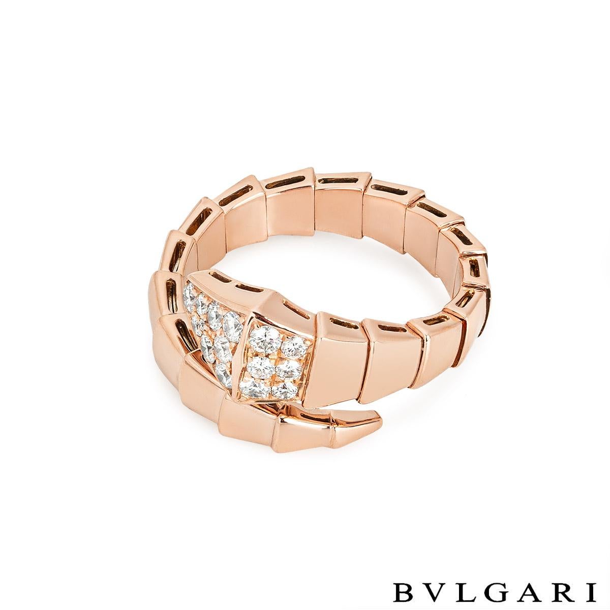 Bvlgari Rose Gold Diamond Serpenti Viper Ring 345219 In Excellent Condition In London, GB