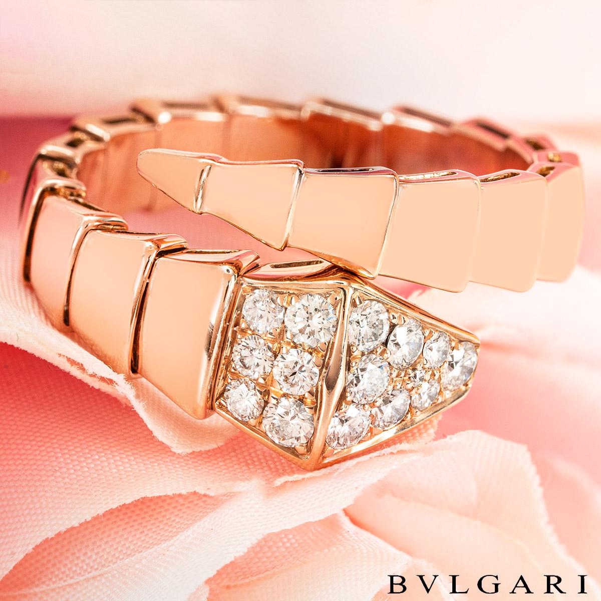 Bvlgari Rose Gold Diamond Serpenti Viper Ring 345219 2