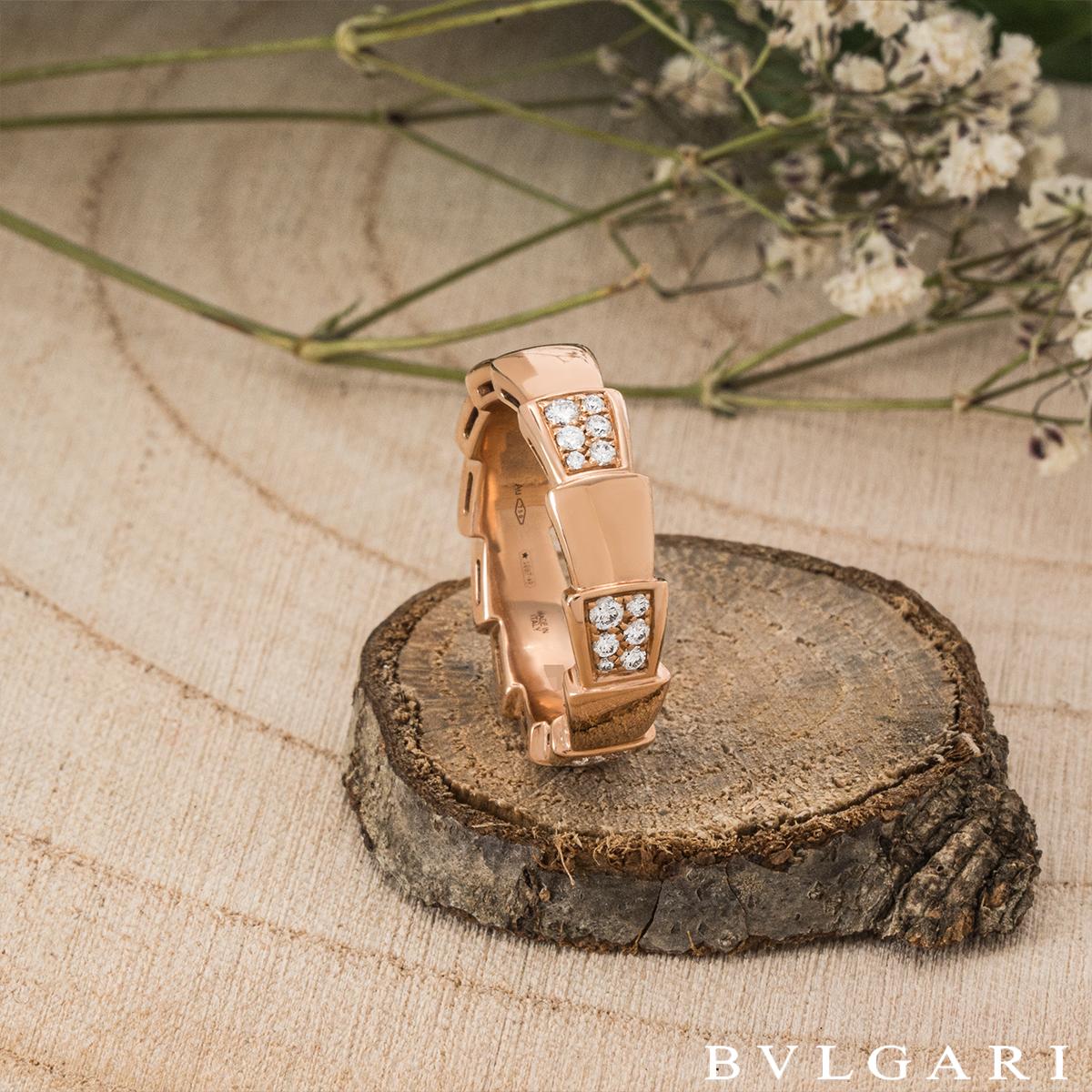 Women's or Men's Bvlgari Rose Gold Diamond Serpenti Viper Ring