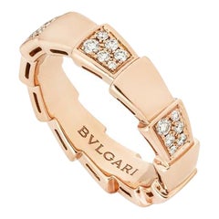 Bvlgari Rose Gold Diamond Serpenti Viper Ring Size 55 353288
