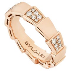 Bvlgari Rose Gold Diamond Serpenti Viper Ring Size 55 353288