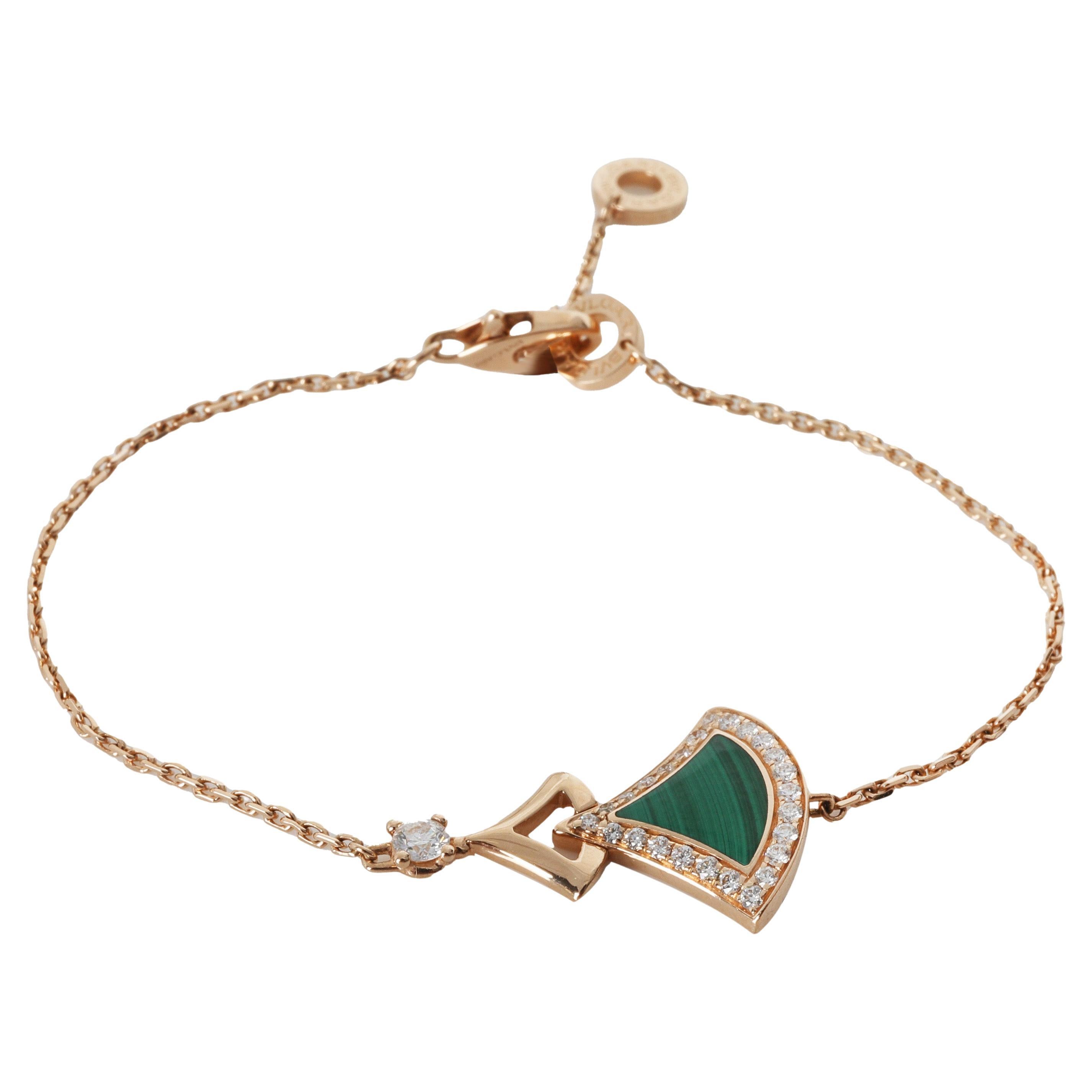 Bracciale Diva in oro rosa, malachite e diamanti BVLGARI