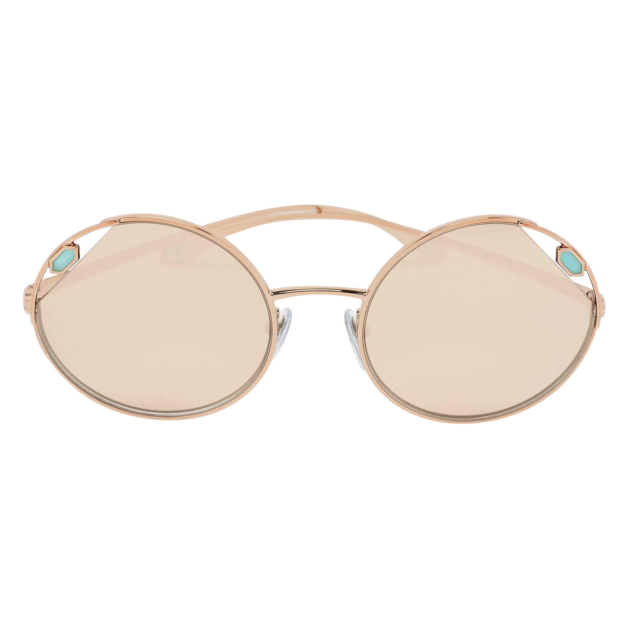 Bvlgari Rose Gold Mirrored BV 6159 Round Sunglasses