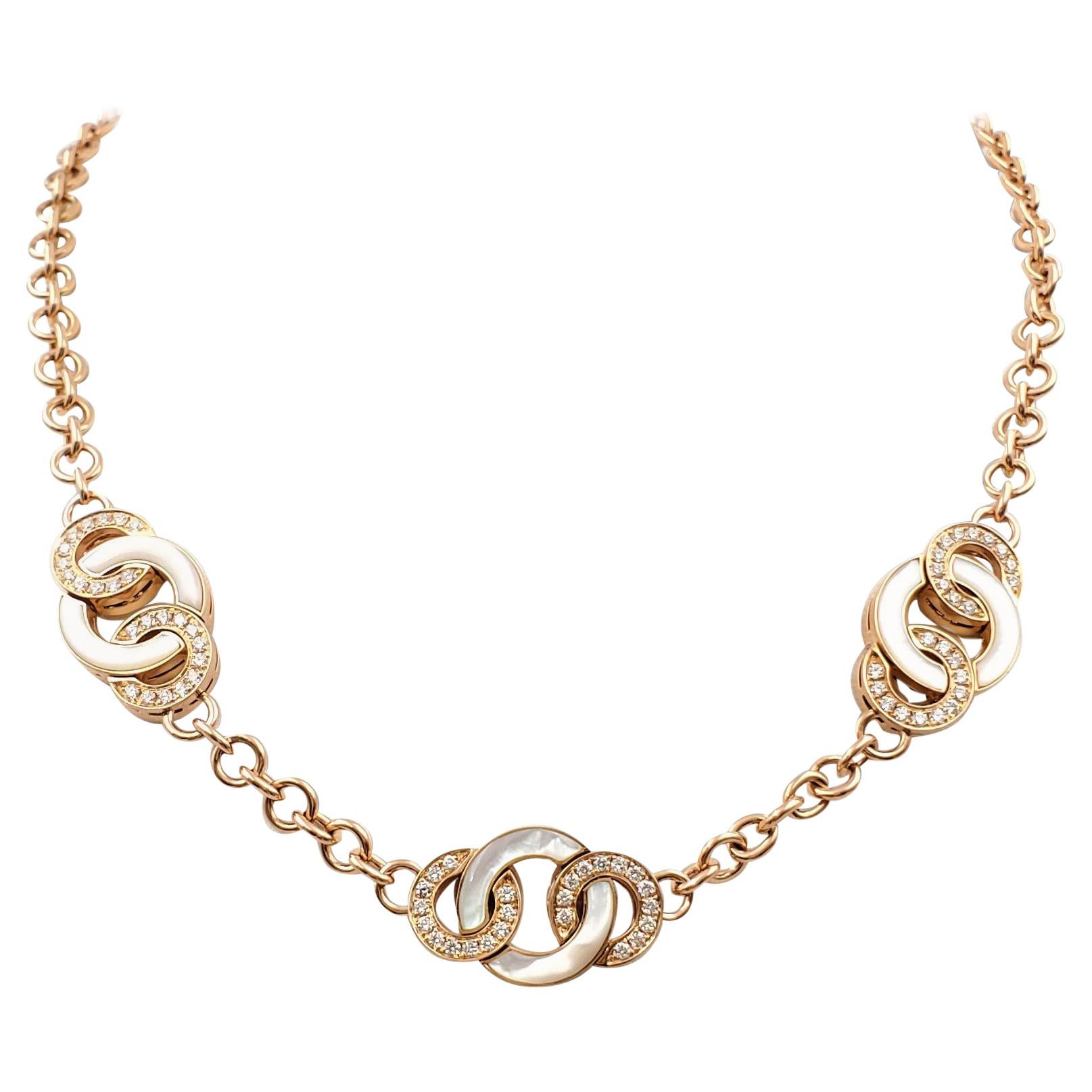 Bvlgari Rose Gold Mother of Pearl and Diamond Link Necklace