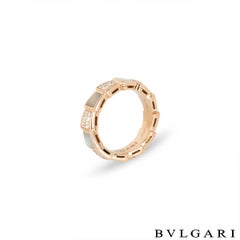 Bvlgari Rose Gold Mother of Pearl & Diamond Serpenti Viper Ring 353239