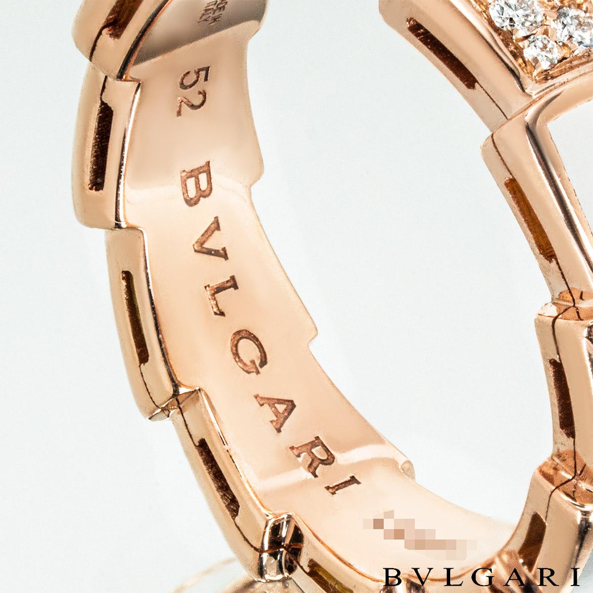 Women's or Men's Bvlgari Rose Gold Mother of Pearl & Diamond Serpenti Viper Ring 353239