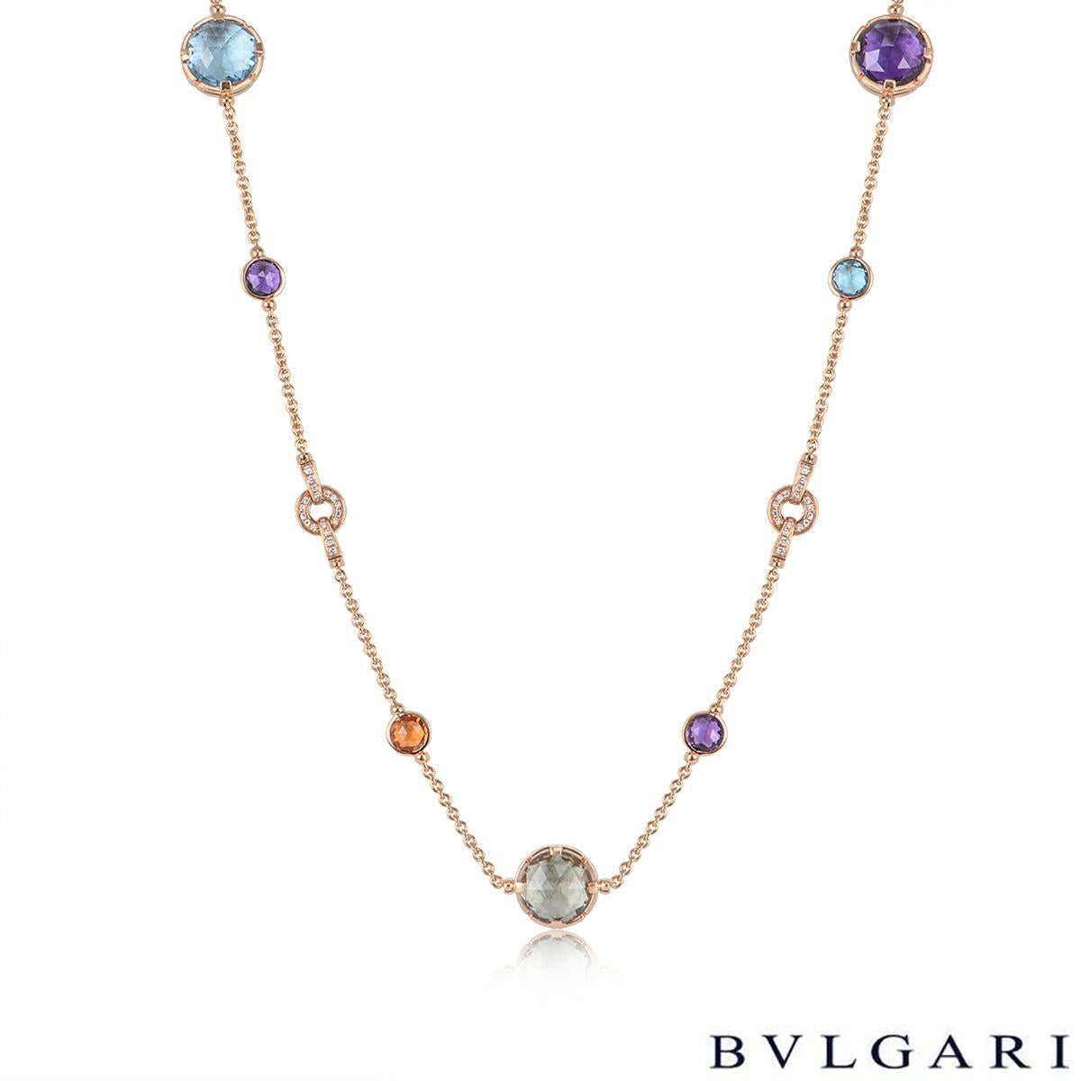 Bvlgari Rose Gold Parentesi Cocktail Diamond & Multi-Gem Necklace 344852 1