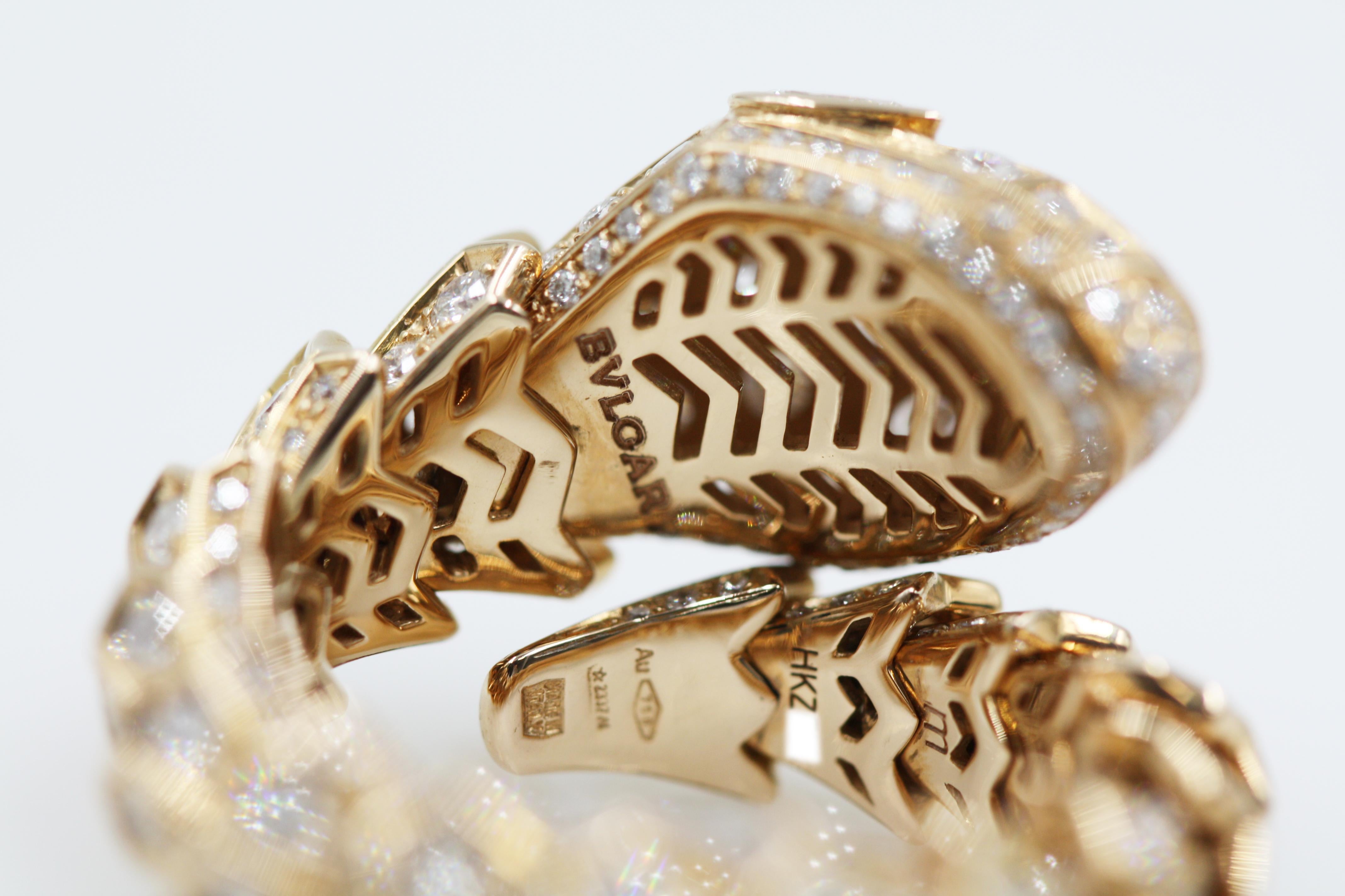 Bvlgari Rose Gold Serpenti 18 Carat Diamond Ring For Sale 2