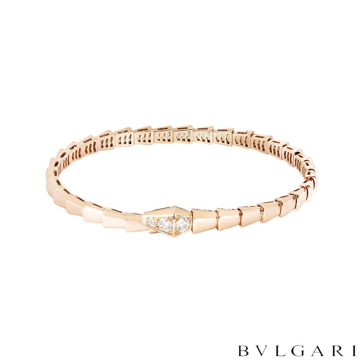 Taglio rotondo Bvlgari Bracciale Serpenti Viper Diamond in oro rosa Taglia Media 360709 in vendita