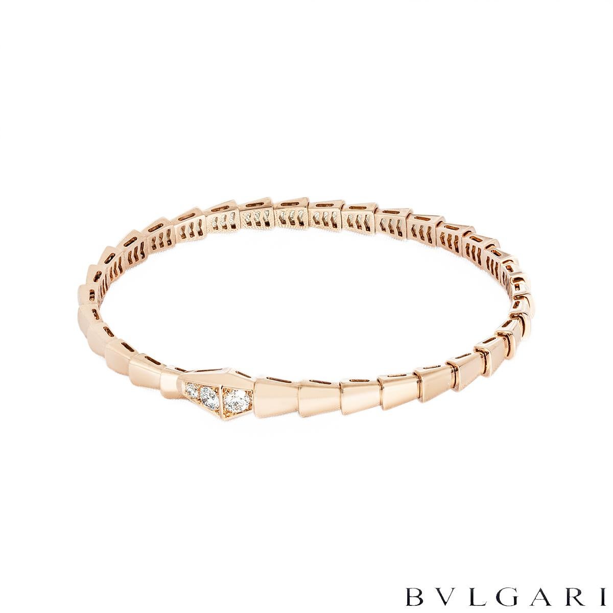 Bvlgari Bracciale Serpenti Viper Diamond in oro rosa Taglia Media 360709 In condizioni ottime in vendita a Mayfair, London, London