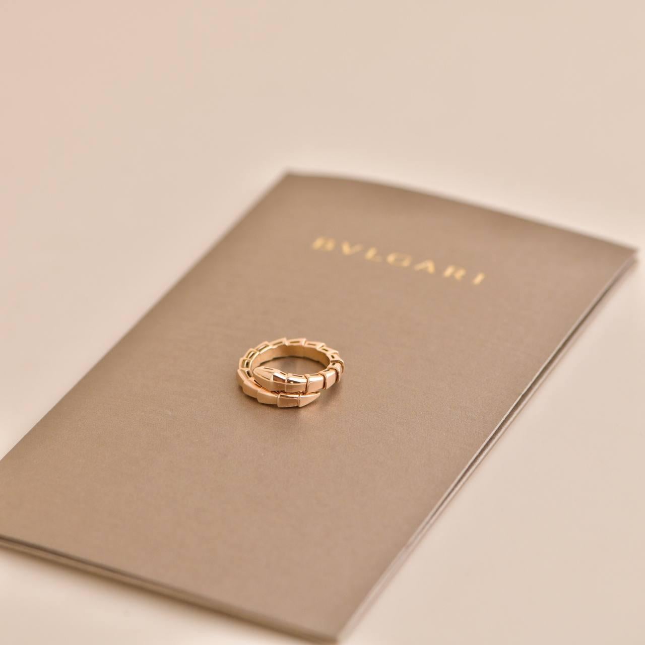 Bvlgari Rose Gold Serpenti Viper Ring Size M  In Excellent Condition For Sale In Banbury, GB