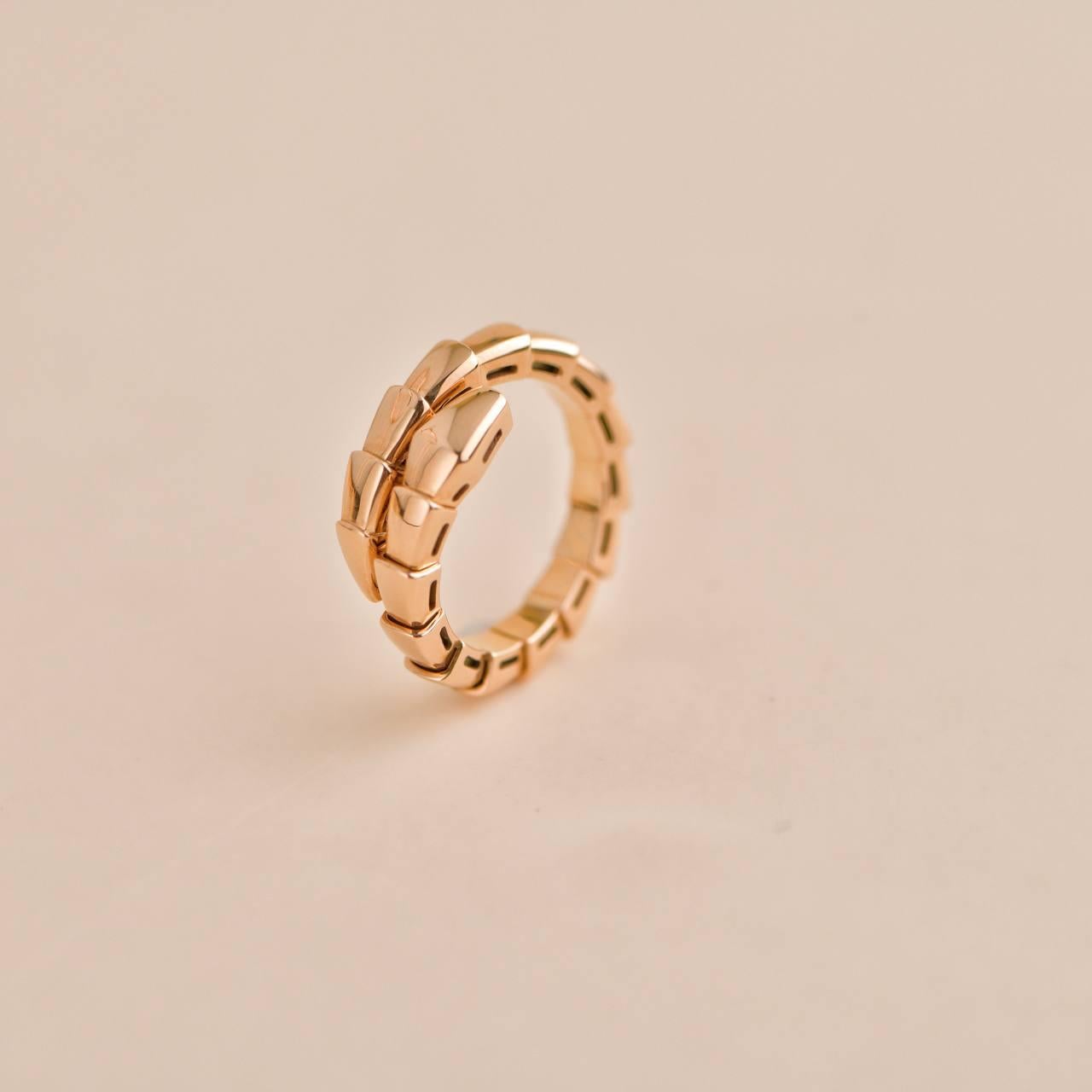 Women's or Men's Bvlgari Rose Gold Serpenti Viper Ring Size M  For Sale